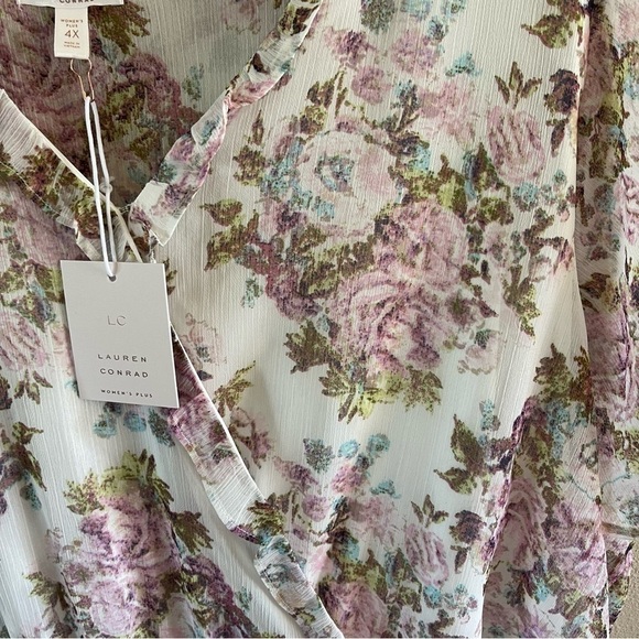 NWT LC Lauren Conrad Flutter Sleeve Ruffled Midi Dress - Picture 8 of 14